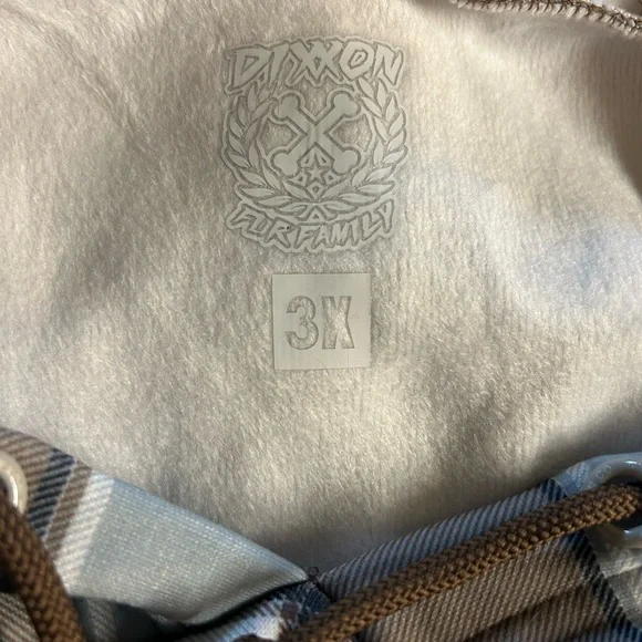 Dixxon Brown and Blue Plaid Dog Hoodie - Picture 3 of 3